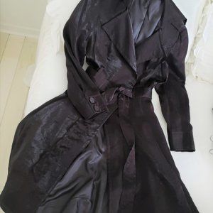 Jacket Dress Coat LAPIS Medium Trench Coat Style BLACK SHIMMERY Buttons BOUTIQUE